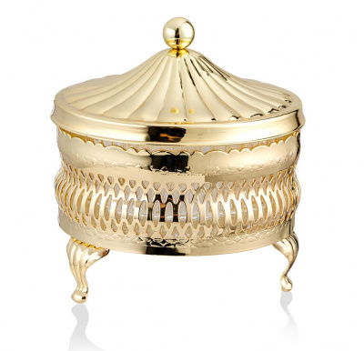 QA-4/4907 Сахарница круглая с крышкой Queen Anne 11см, сталь, золотистая
