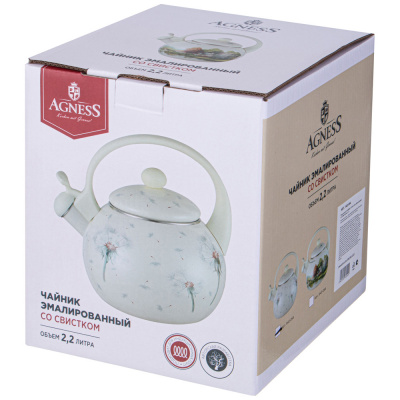 943-054 ЧАЙНИК AGNESS ЭМАЛИРОВАННЫЙ 2.2л СО СЪЕМНЫМ ФИЛЬТРОМ ИЗ НЖС
