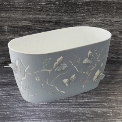 LF101510025 Цветочный горшок Butterflies 4 л 300х150 мм овальный, жемчужно-серый, PLASTIC REPUBLIC